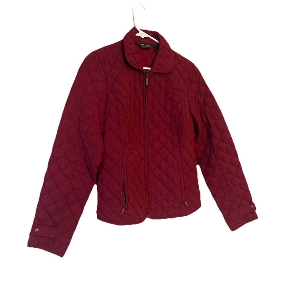 Eddie Bauer womens quilted Jacket Coat RED/ Cranberry/marron Size M Goose down